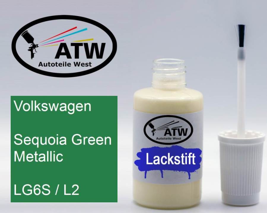 Volkswagen, Sequoia Green Metallic, LG6S / L2: 20ml Lackstift, von ATW Autoteile West.